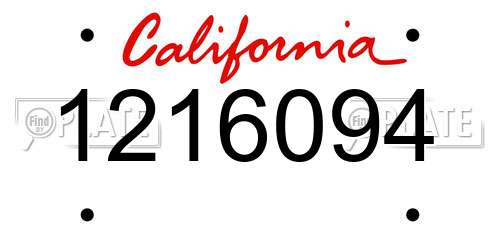 1216094 California License Plate