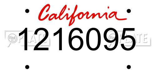 1216095 California License Plate
