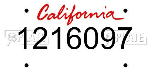 1216097 California License Plate