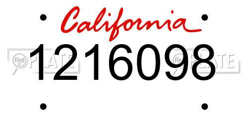 1216098 California License Plate