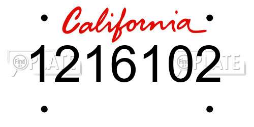 1216102 California License Plate