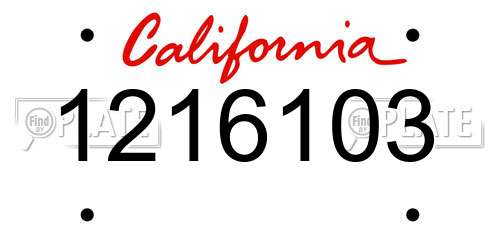 1216103 California License Plate