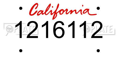 1216112 California License Plate