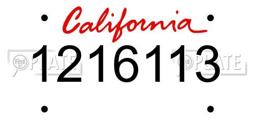 1216113 California License Plate