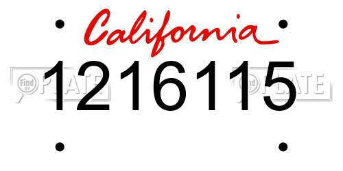 1216115 California License Plate