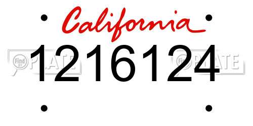 1216124 California License Plate