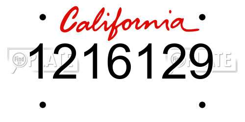 1216129 California License Plate