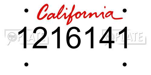 1216141 California License Plate