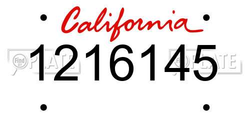 1216145 California License Plate