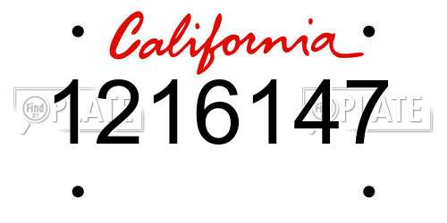 1216147 California License Plate