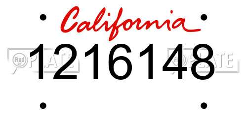1216148 California License Plate