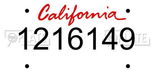 1216149 California License Plate