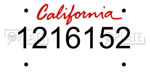 1216152 California License Plate