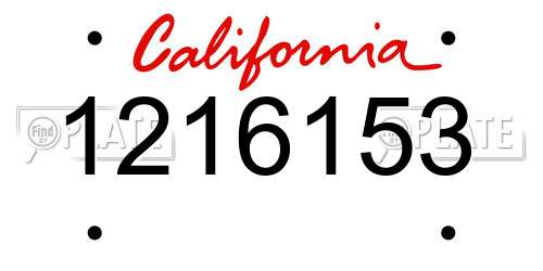 1216153 California License Plate