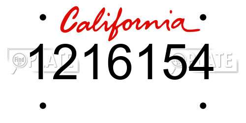1216154 California License Plate