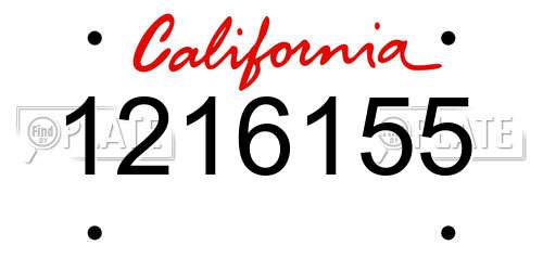 1216155 California License Plate