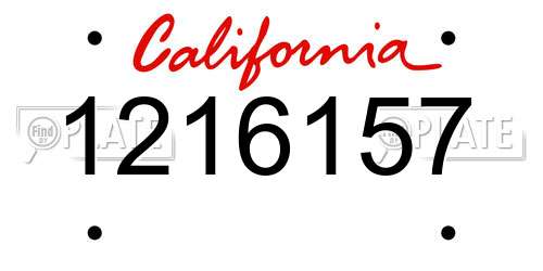 1216157 California License Plate
