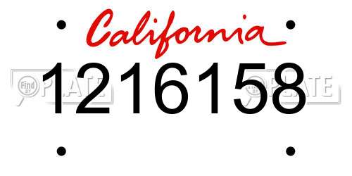 1216158 California License Plate
