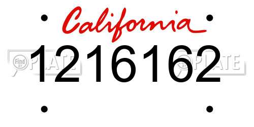 1216162 California License Plate