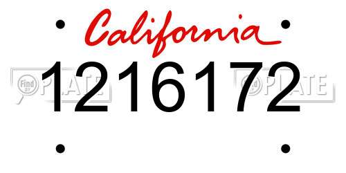 1216172 California License Plate