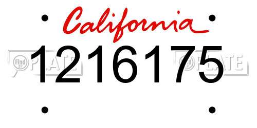 1216175 California License Plate