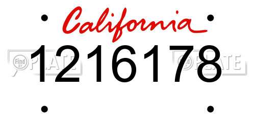 1216178 California License Plate