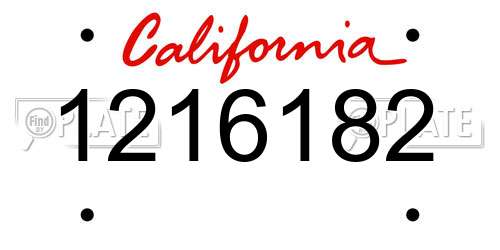 1216182 California License Plate