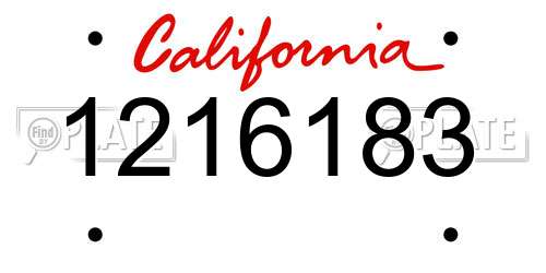 1216183 California License Plate