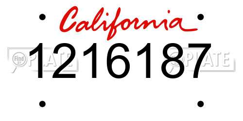 1216187 California License Plate