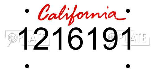 1216191 California License Plate