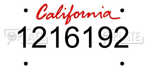 1216192 California License Plate