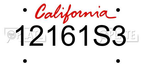 12161S3 California License Plate