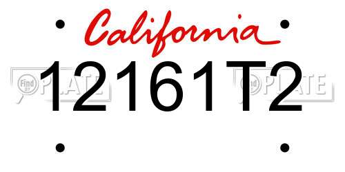 12161T2 California License Plate