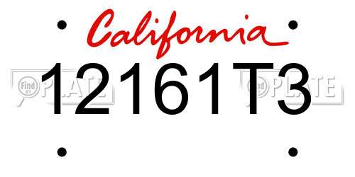 12161T3 California License Plate