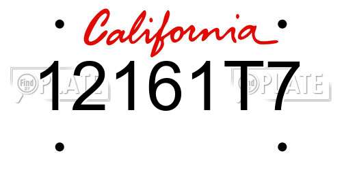 12161T7 California License Plate