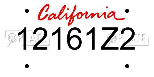 12161Z2 California License Plate