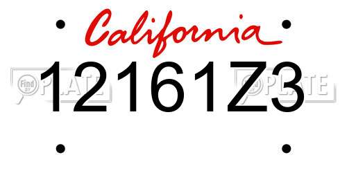 12161Z3 California License Plate