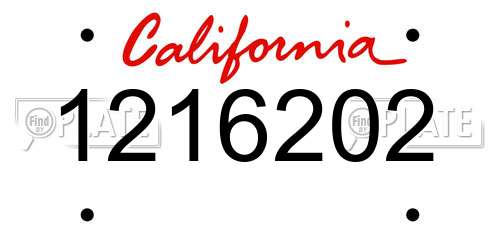 1216202 California License Plate