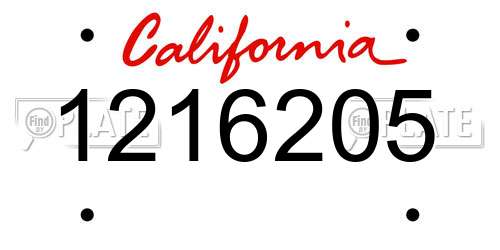 1216205 California License Plate