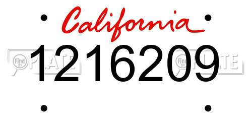 1216209 California License Plate