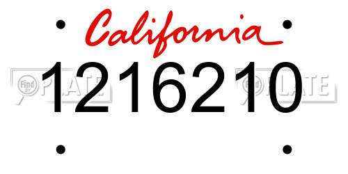 1216210 California License Plate