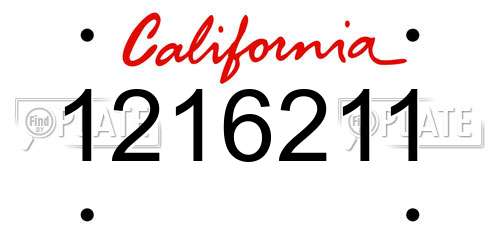 1216211 California License Plate