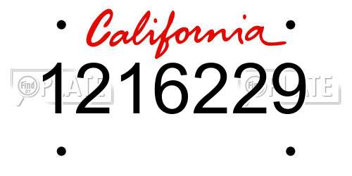 1216229 California License Plate