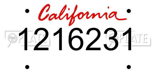 1216231 California License Plate