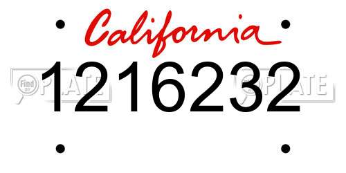 1216232 California License Plate