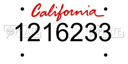 1216233 California License Plate