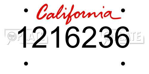1216236 California License Plate
