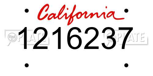 1216237 California License Plate