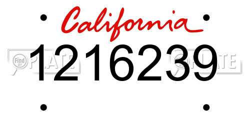 1216239 California License Plate