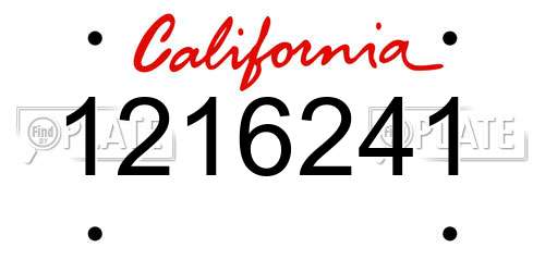 1216241 California License Plate